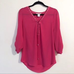 Mona Leah Couture Hot pink work blouse - small